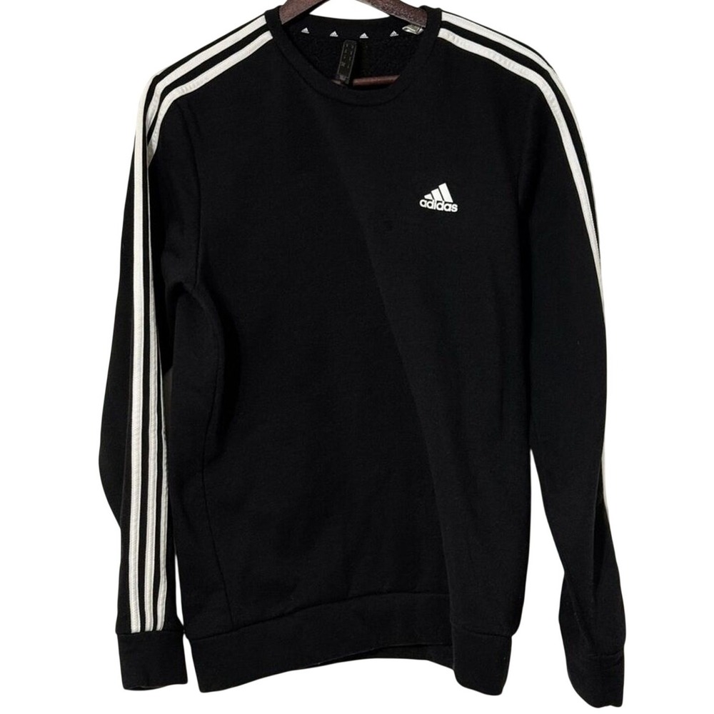 Adidas Primegreen 3-Stripe Crewneck Sweatshirt Black White Womens Medium Casual